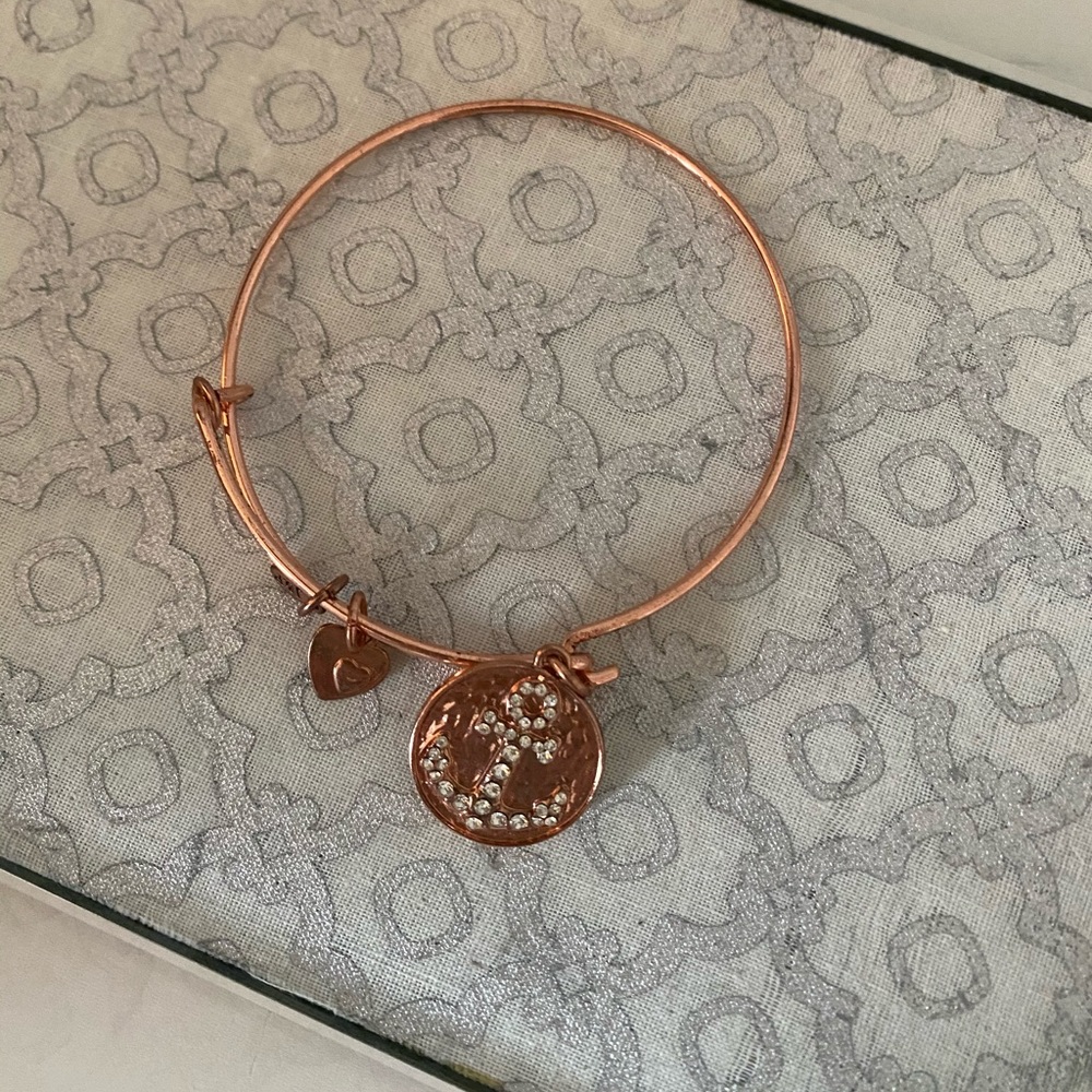 Rose Gold Crystal Anchor Bangle